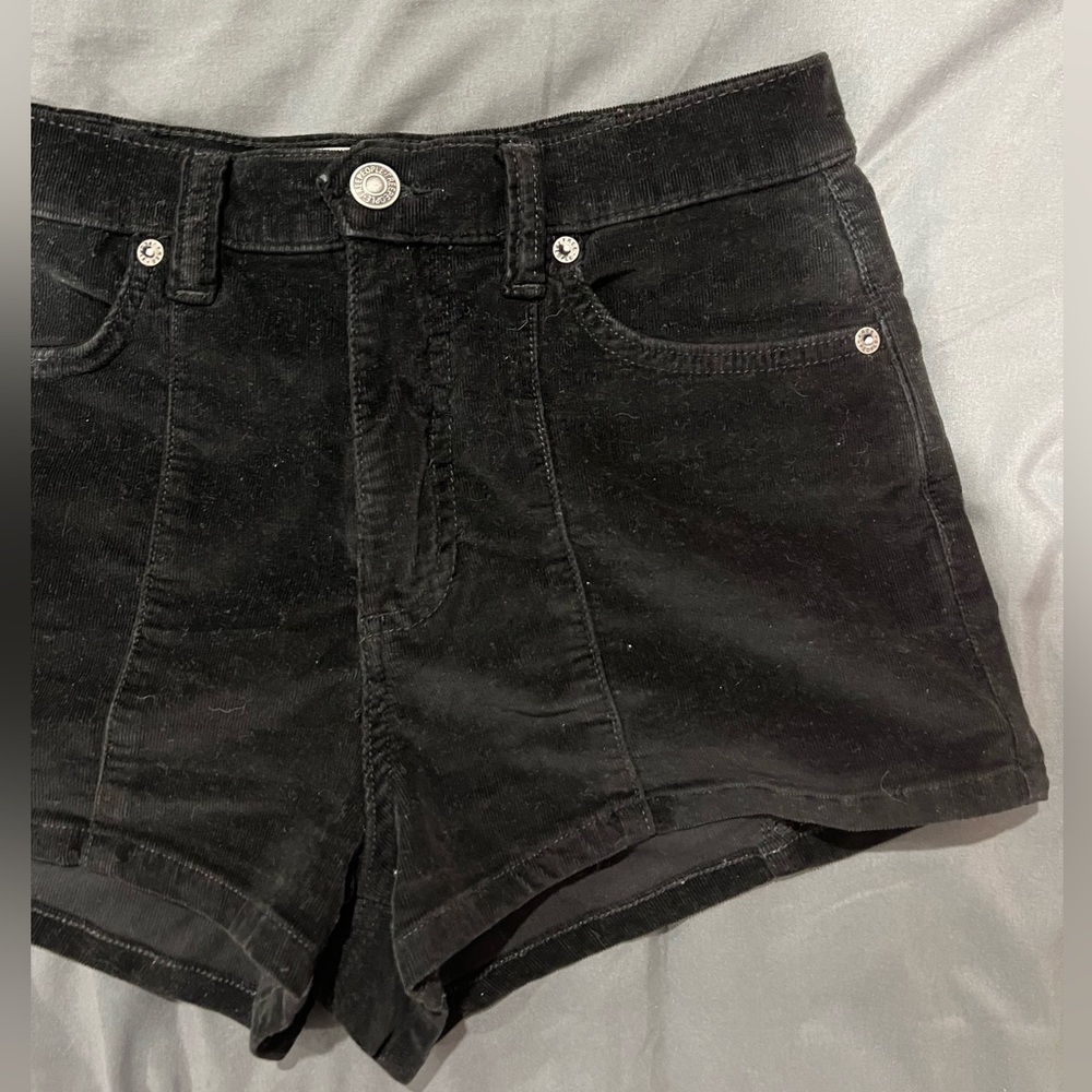 Black Corduroy Free People Size 25 Mini Shorts